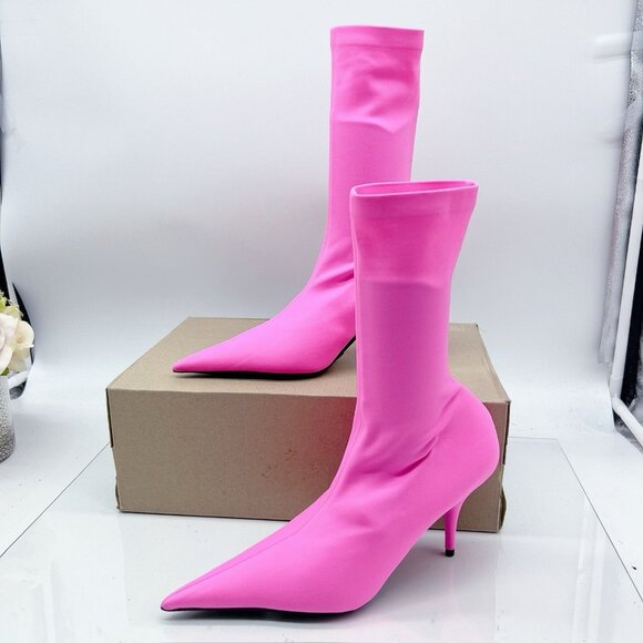 Balenciaga Knife Barbie Pink Pointed Toe Sock Boots Booties EU 37.5 US 7.5 $1290 - Picture 5 of 12